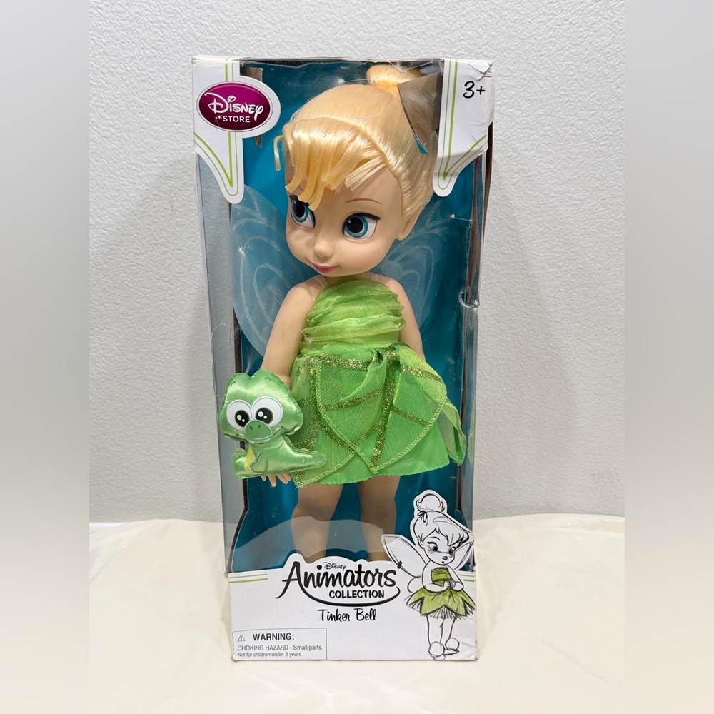 NEW!! Disney Store Animators Collection Tinker Bell Doll Green Dress Peter Pan